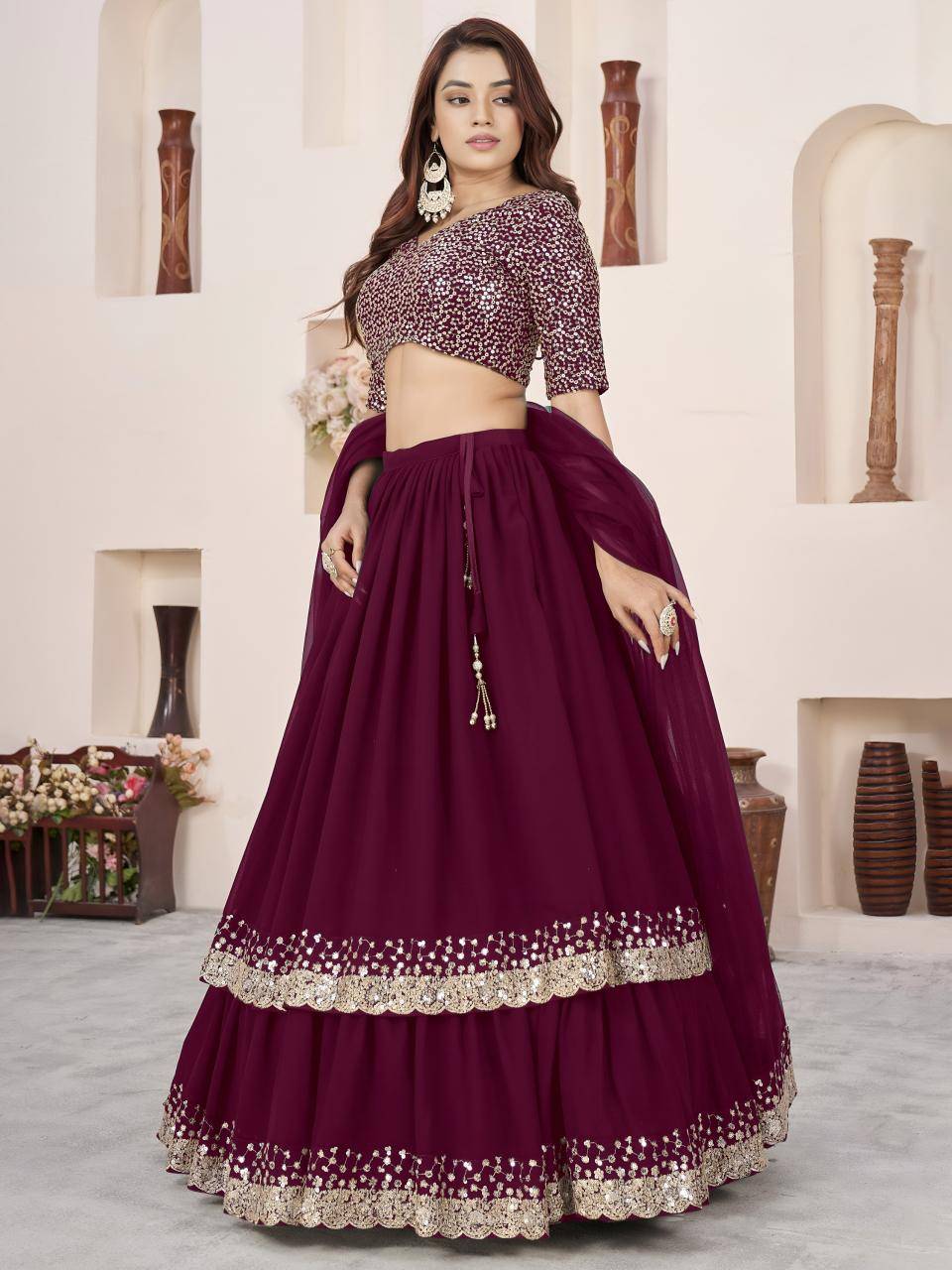 Anchal vol 2 Georgette Purple Lehenga choli wholesale market in Delhi
